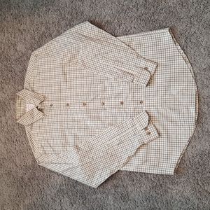 Brooks Brothers Cream and Brown Check Dress Shirt